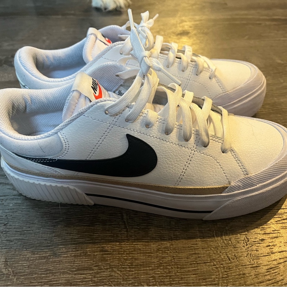 Nike White and Black Court Sneakers